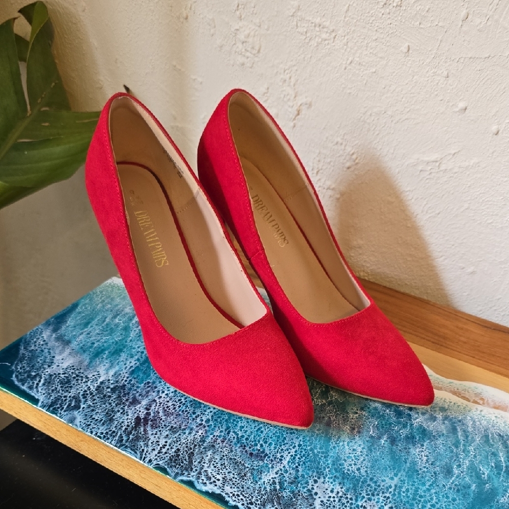 Elegant Red Suede Pumps